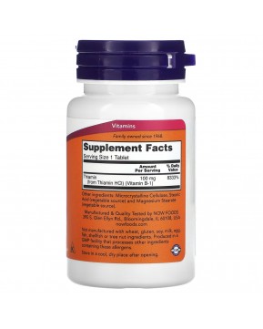 NOW Foods, B1, 100 мг, 100 таблеток